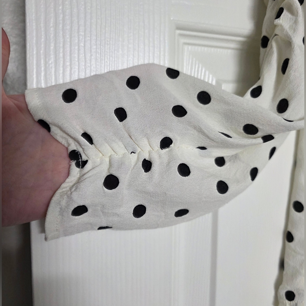 Maeve By Anthropologie Black And White Polka Dot Blouse Size S - Picture 4 of 6